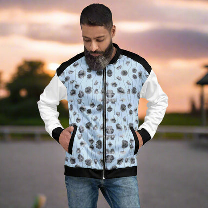 French Poppy Unisex bomber jacket with black and white details