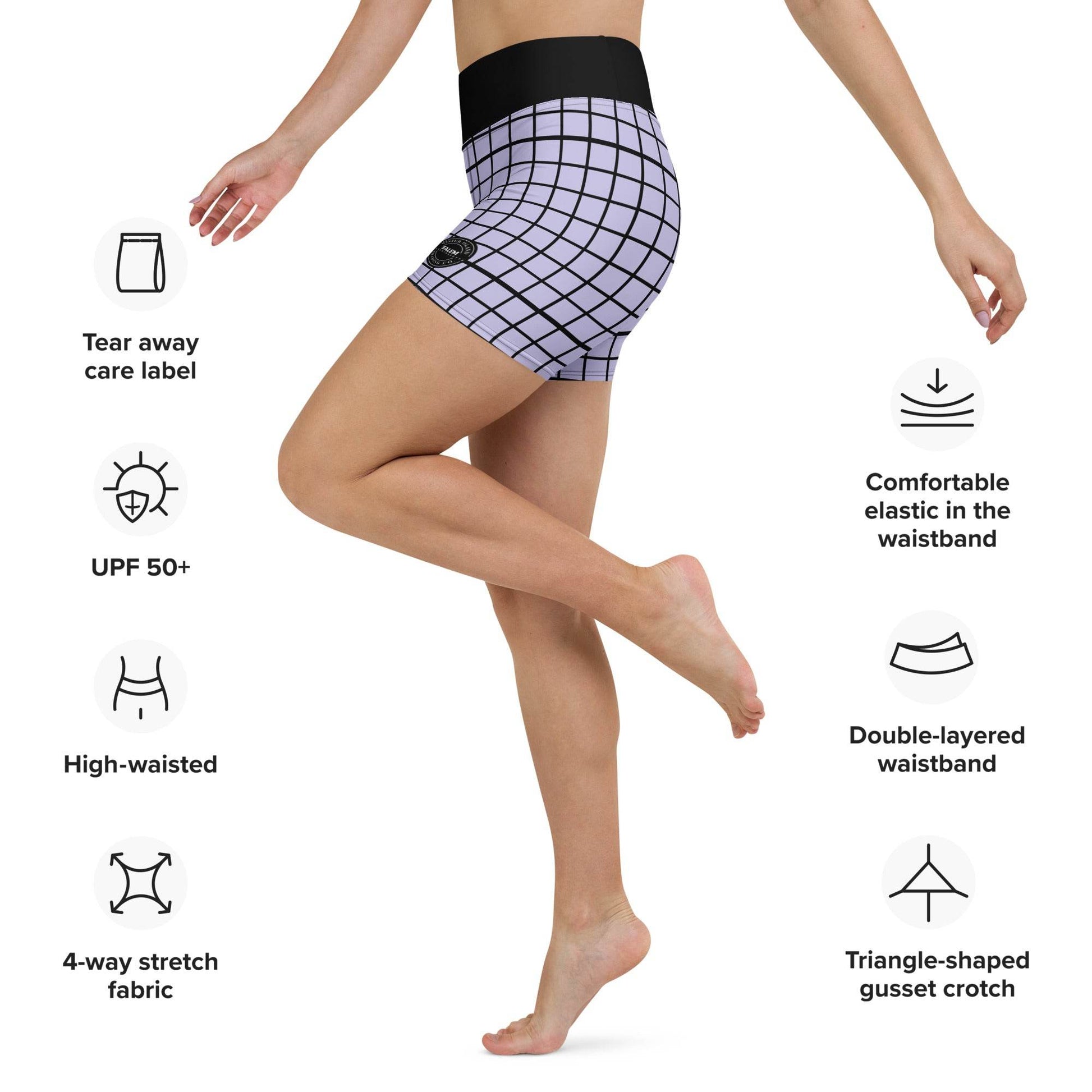 Plaid Spandex Shorts Pastel Lavender Purple - Winter Island Trading Co.