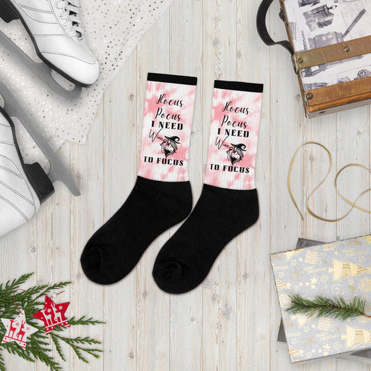 Hocus Pocus I need Wine to Focus Socks - Winter Island Trading Co.