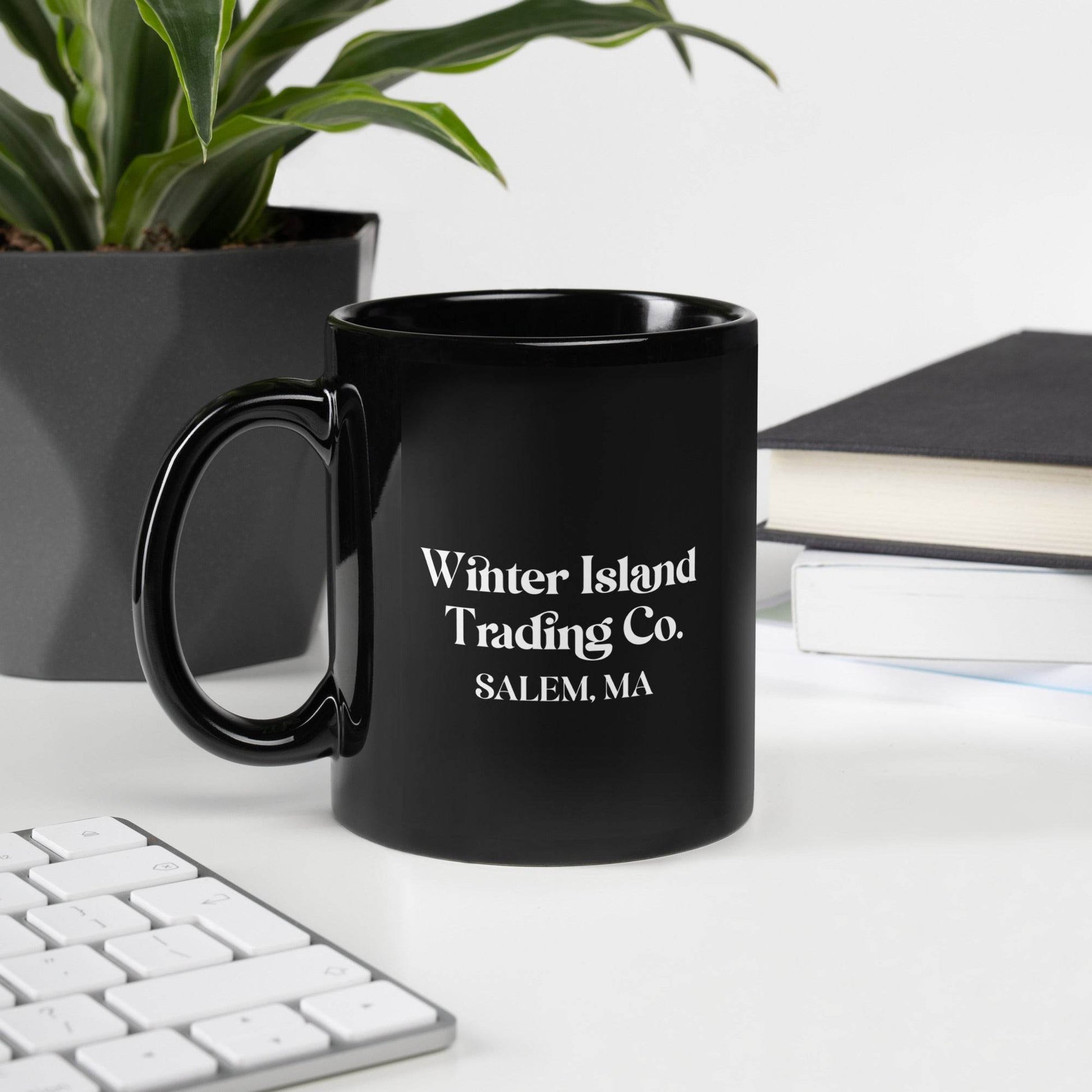 Hocus Pocus Black Cat Black Glossy Mug - Winter Island Trading Co.