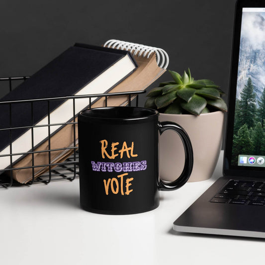 Real Witches Vote Glossy Mug Black (Dishwasher Safe!) - Winter Island Trading Co.