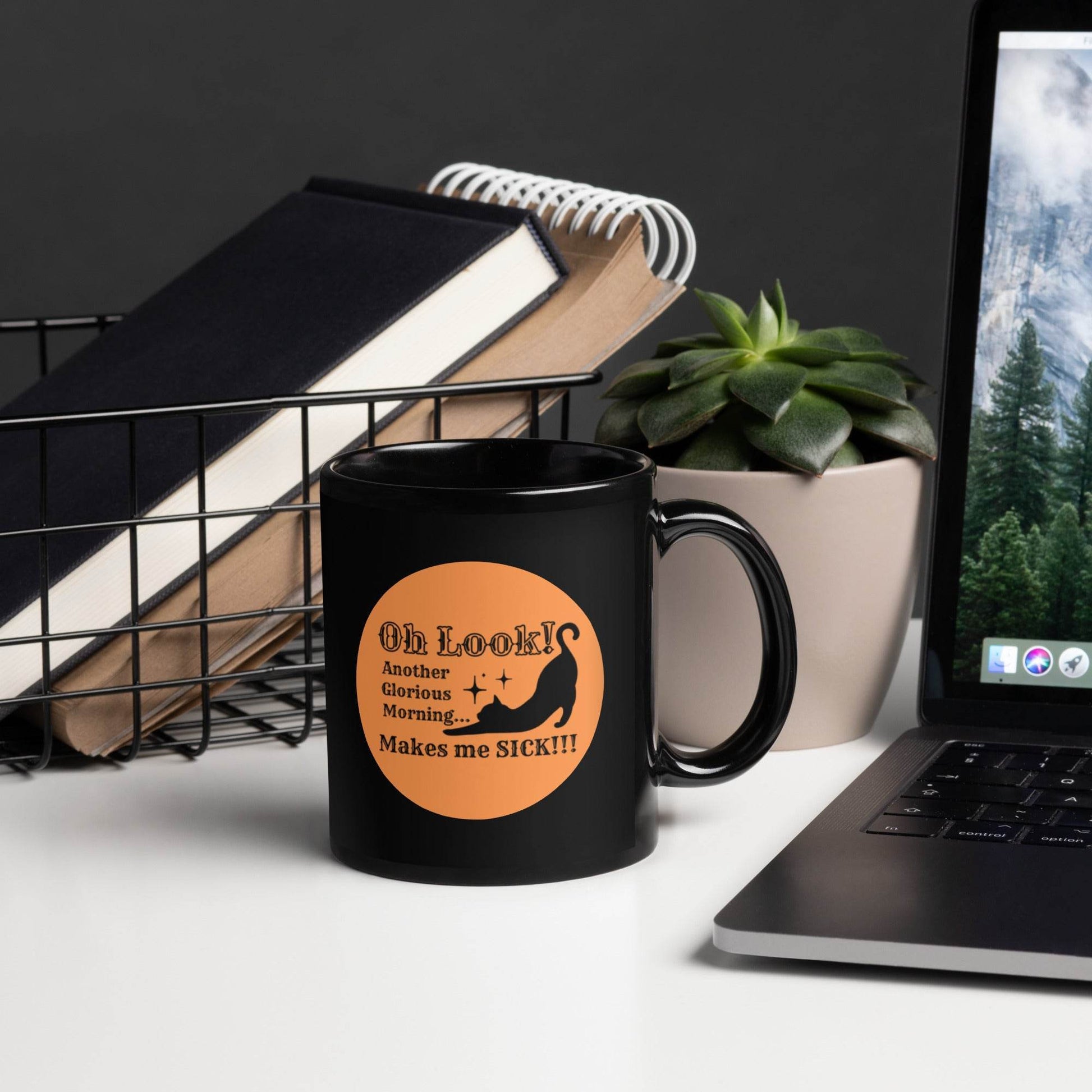 Hocus Pocus Black Cat Black Glossy Mug - Winter Island Trading Co.