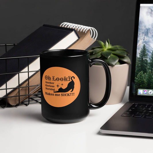 Hocus Pocus Black Cat Black Glossy Mug - Winter Island Trading Co.