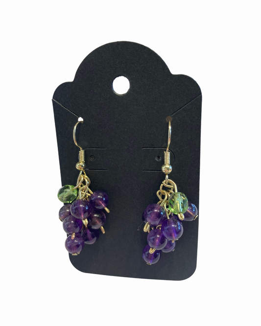 Amethyst Grapes Drop Earrings