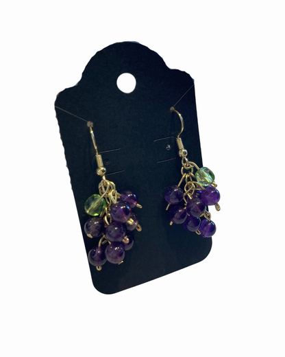Amethyst Grapes Drop Earrings