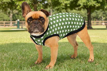 Green and White Heart Pattern Knitted pet sweater