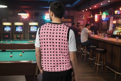 Pink and Black Heart Knit V-neck Sweater Vest