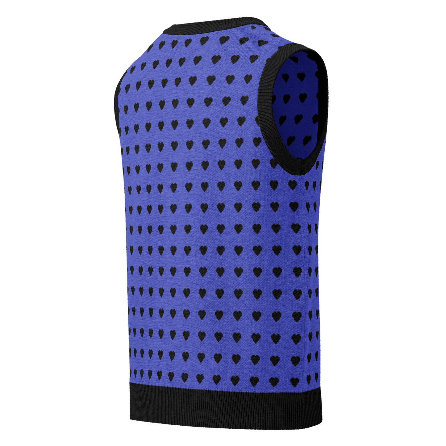 Purple and Black Heart Knit V-neck Sweater Vest