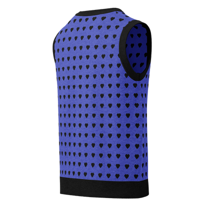 Purple and Black Heart Knit V-neck Sweater Vest