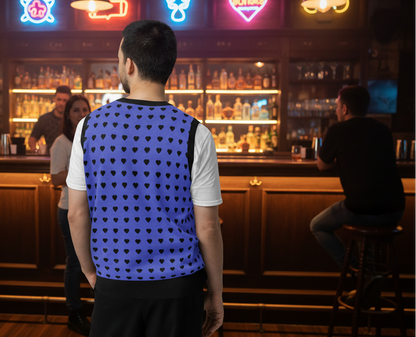 Purple and Black Heart Knit V-neck Sweater Vest