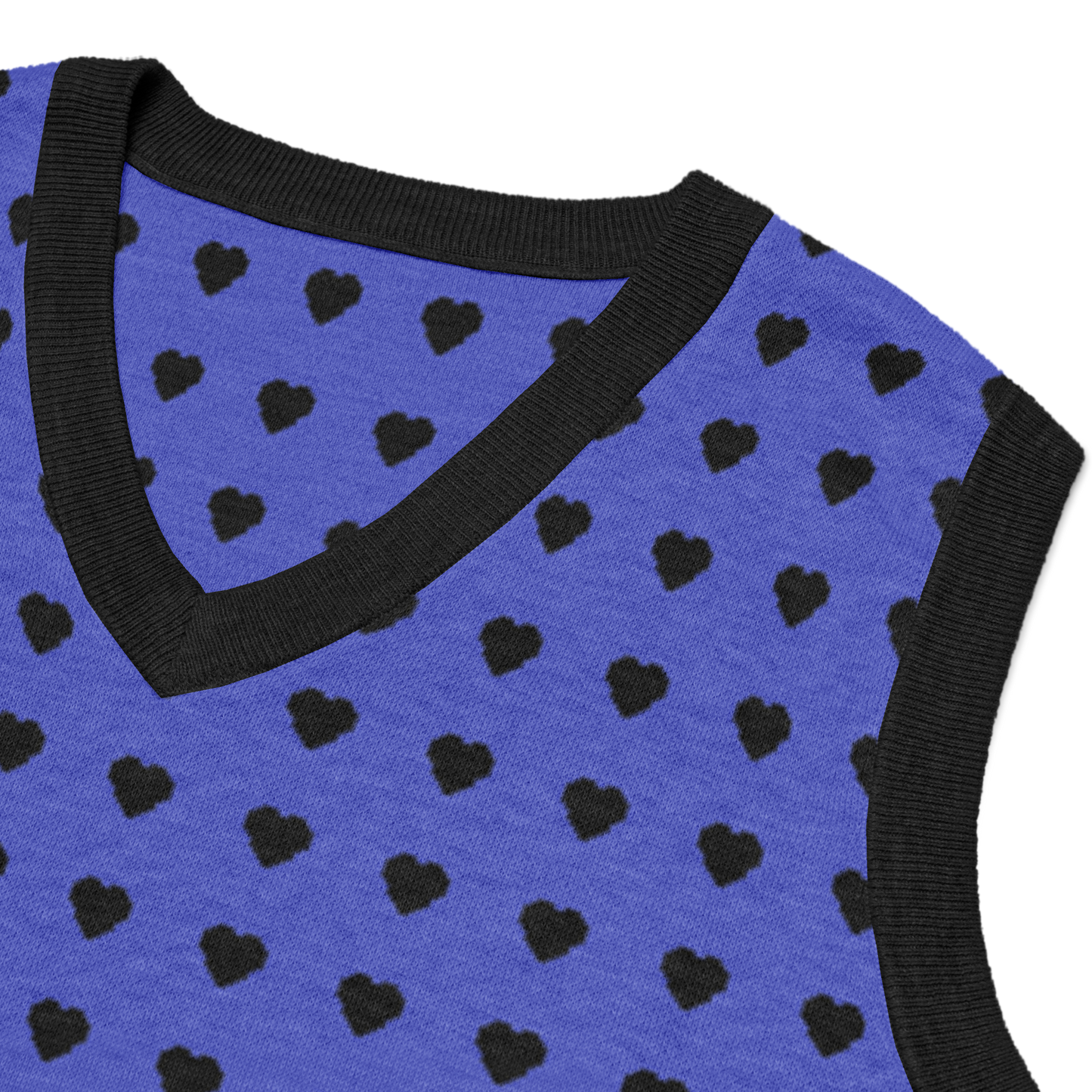 Purple and Black Heart Knit V-neck Sweater Vest