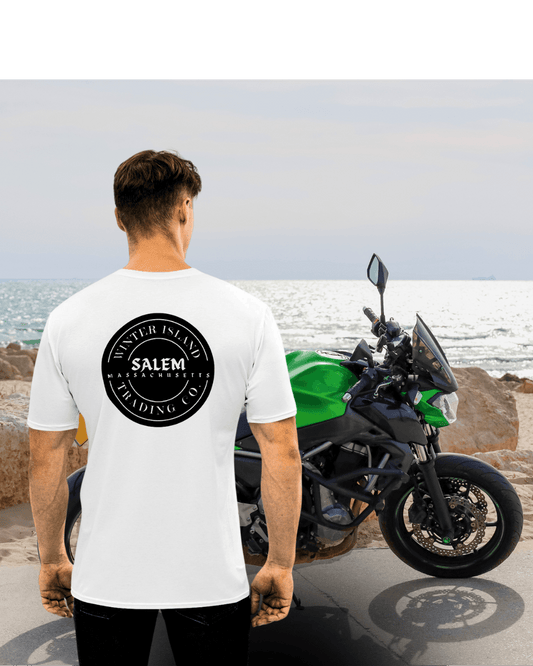 Salem, MA WITC Logo Motorcycle Style T-Shirt - Winter Island Trading Co.