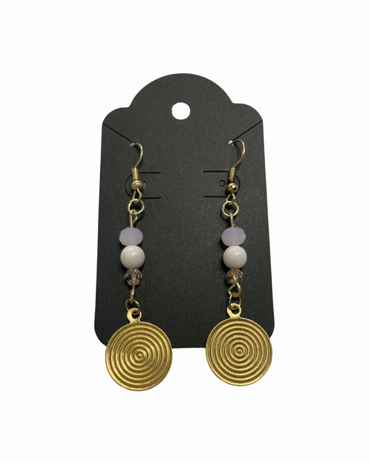 Rose Quartz & Howlite Spiral Drop Earrings