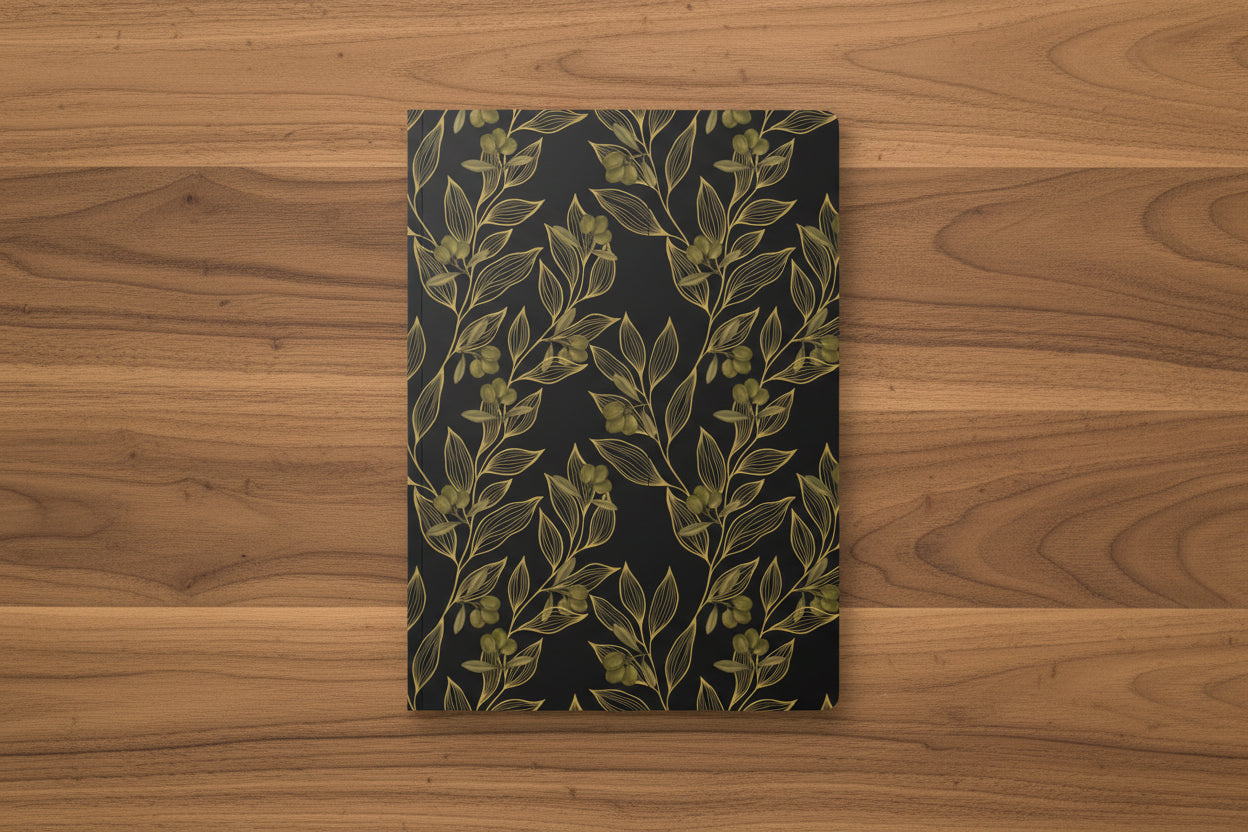 floral gold and black journal