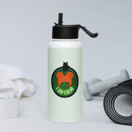 I Am Calm! Winifred Hocus Pocus Inspired Stainless steel water bottle with a straw lid - Winter Island Trading Co.