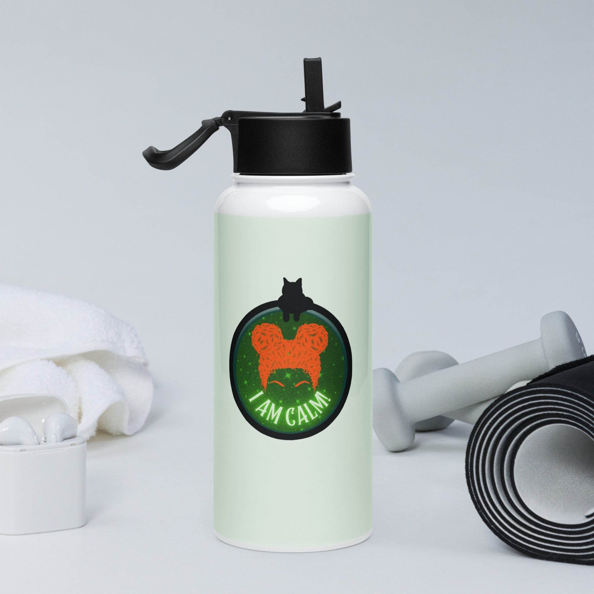 I Am Calm! Winifred Hocus Pocus Inspired Stainless steel water bottle with a straw lid - Winter Island Trading Co.