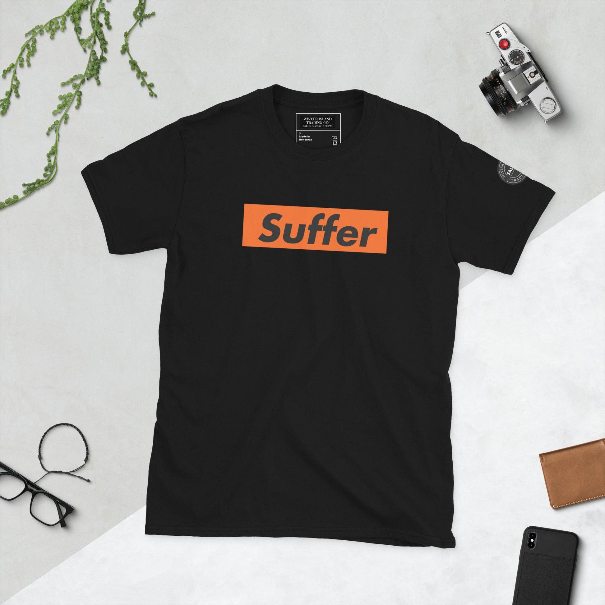 Orange and Black Suffer Brand Short-Sleeve Soft Unisex T-Shirt - Winter Island Trading Co.
