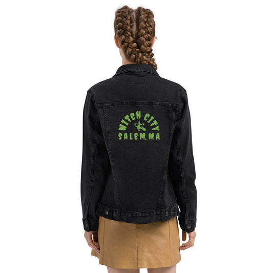 Witch City Salem MA Motorcycle Riding Gear Unisex denim jacket - Winter Island Trading Co.