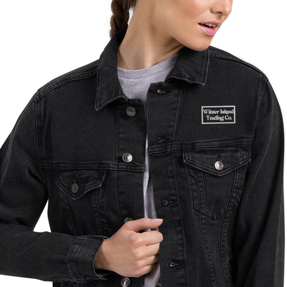 Witch City Salem MA Motorcycle Riding Gear Unisex denim jacket - Winter Island Trading Co.