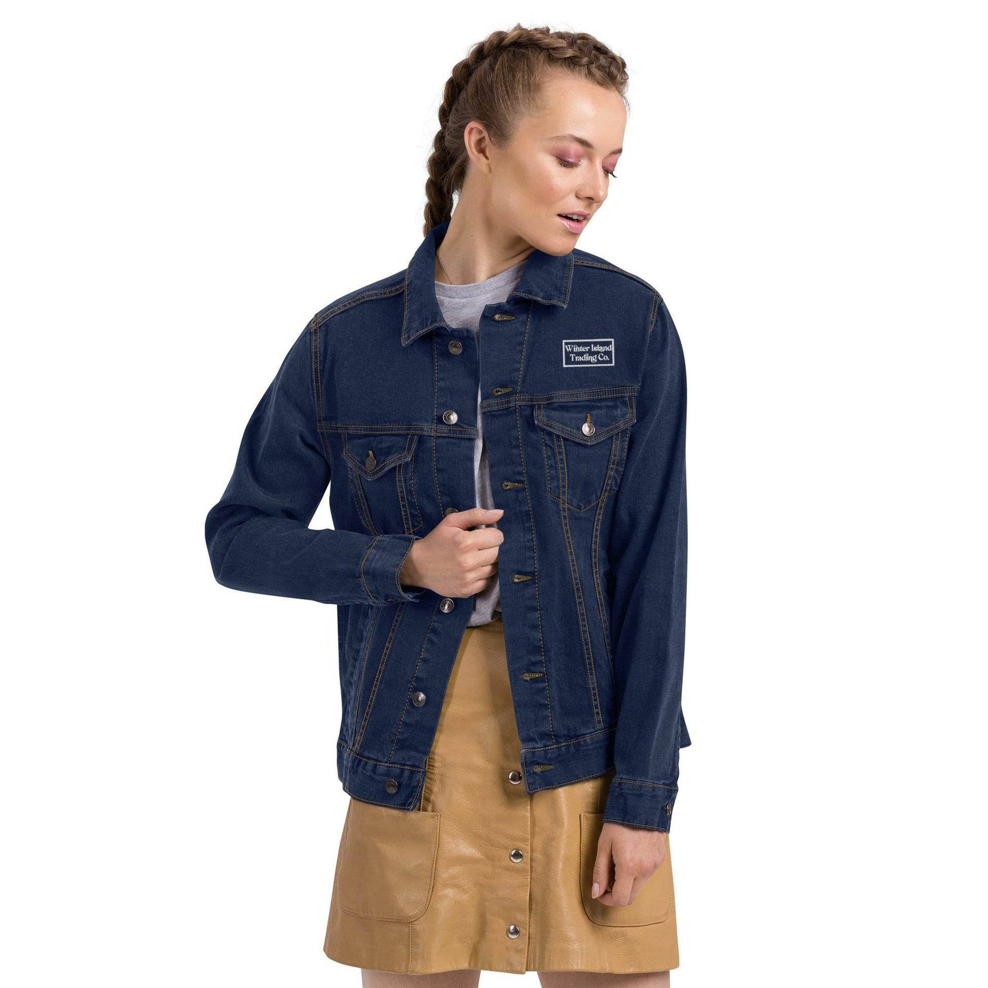 Witch City Salem MA Motorcycle Riding Gear Unisex denim jacket - Winter Island Trading Co.