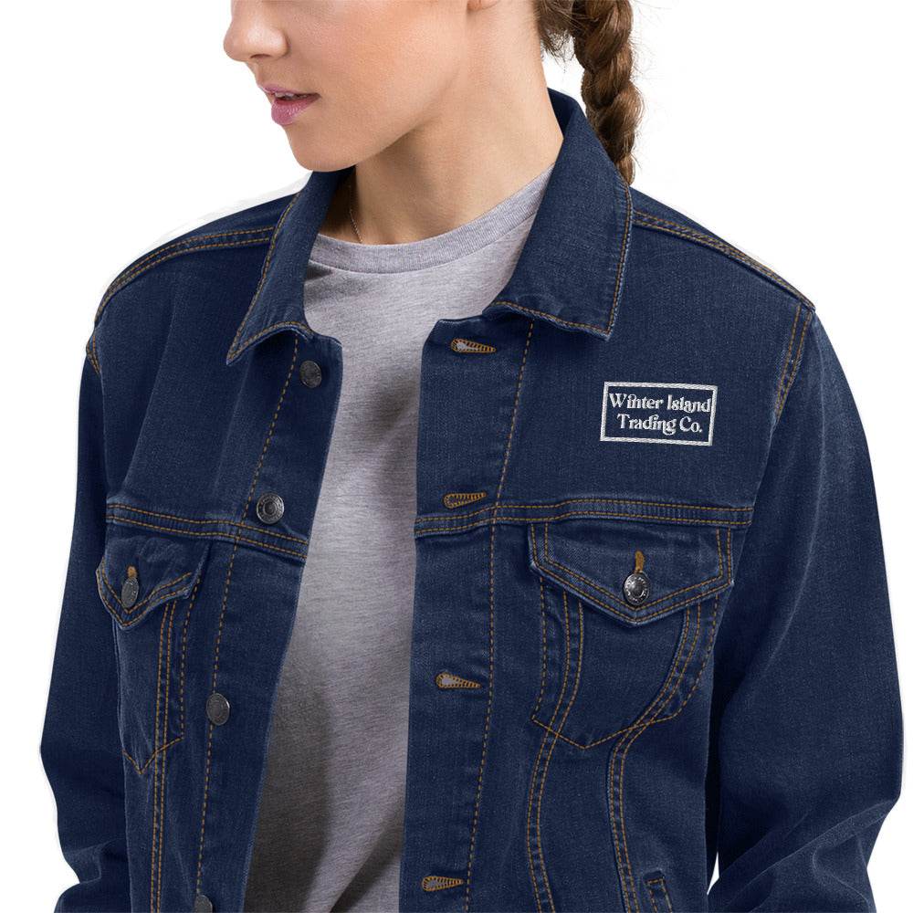 Witch City Salem MA Motorcycle Riding Gear Unisex denim jacket - Winter Island Trading Co.