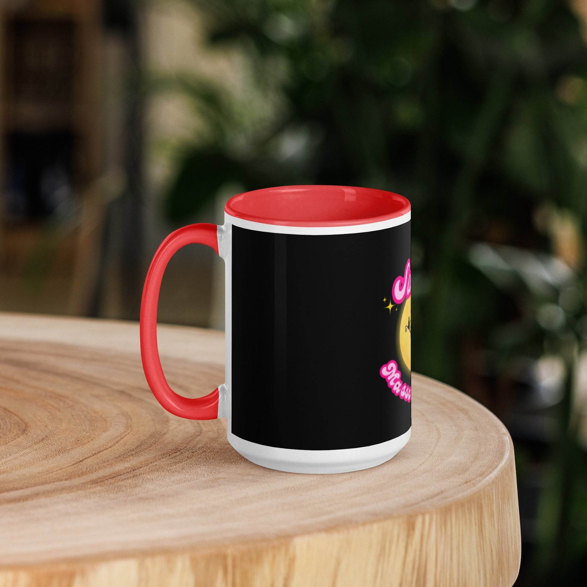 Barbie Inspired Salem Witch Flying with Black Cat Mug with Color Inside - Winter Island Trading Co.